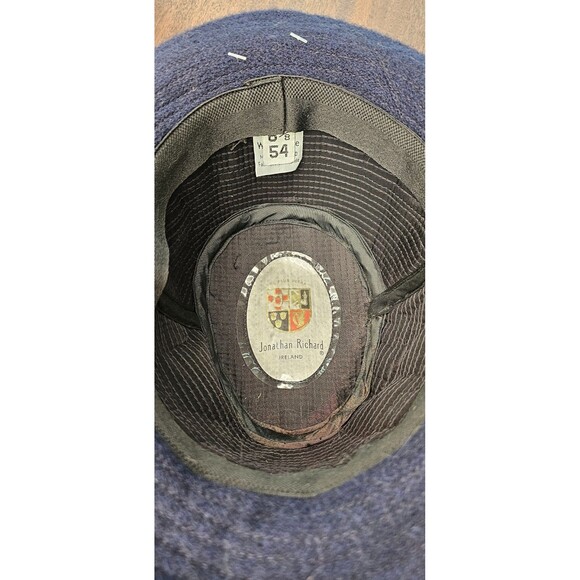 Jonathan Richards Robbie Navy Blue 100% Wool Tweed Hat 54/6 5/8, 1 1/2" Brim NWT - Picture 6 of 8